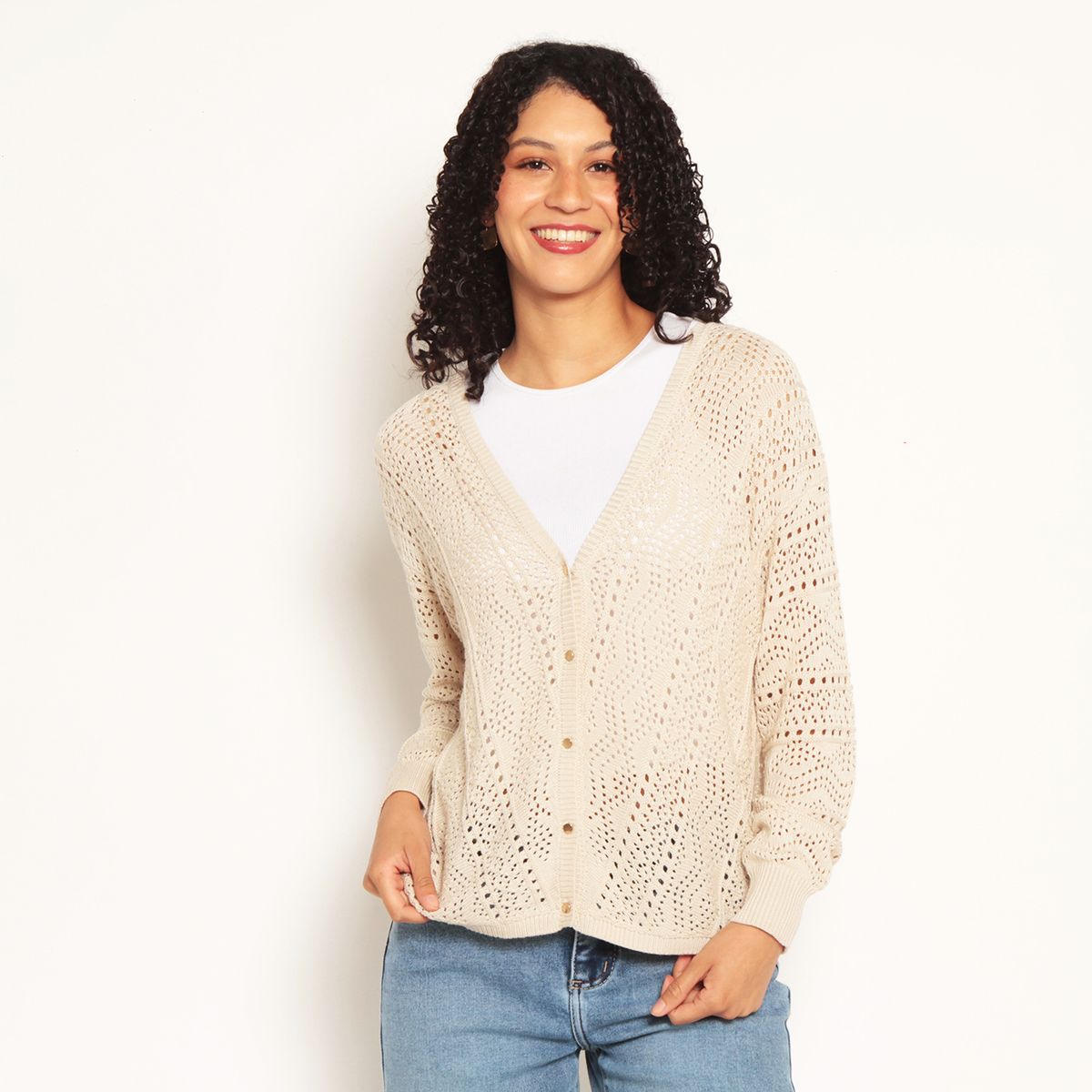 WADOS - CHALECO MANGA LARGA ESCOTE V ABOTONADO EN DELANTERO