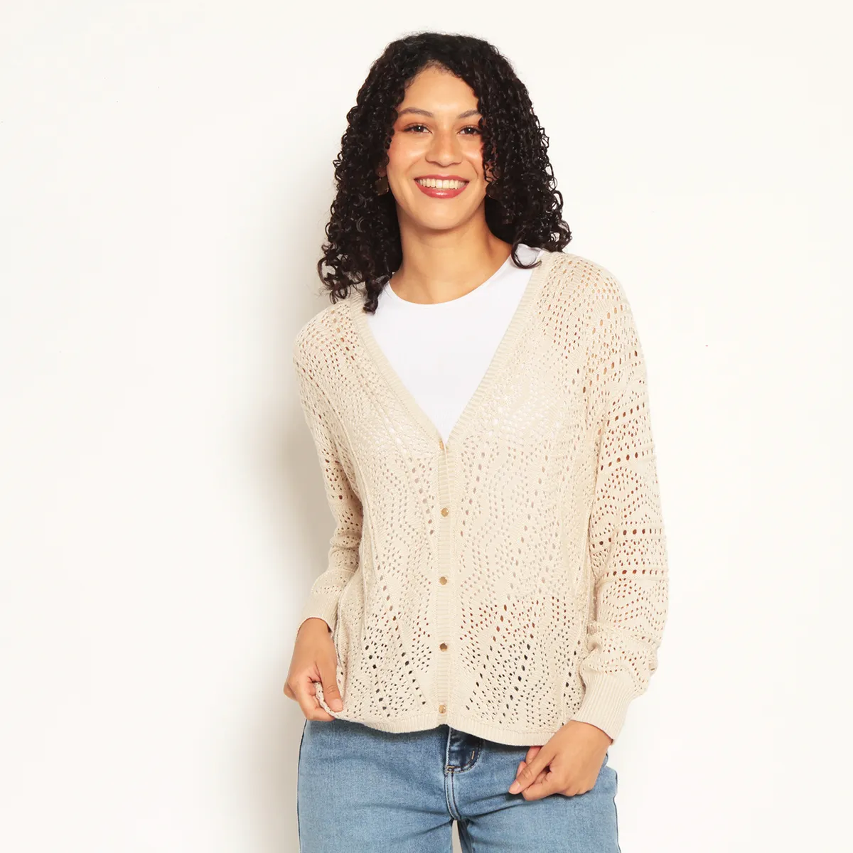 WADOS - CHALECO MANGA LARGA ESCOTE V ABOTONADO EN DELANTERO