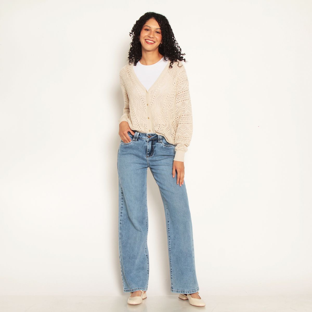 WADOS - CHALECO MANGA LARGA ESCOTE V ABOTONADO EN DELANTERO