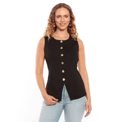 WADOS - VEST ESCOTE REDONDO Y BOTONES DORADO