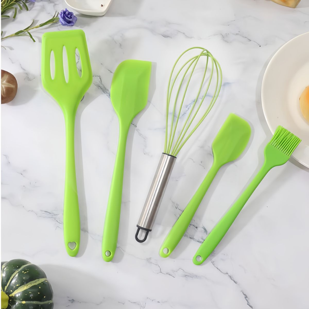 GENERICO - Juego de Utensilios De Cocina De Acero Inoxidable De Silicona 5pcs