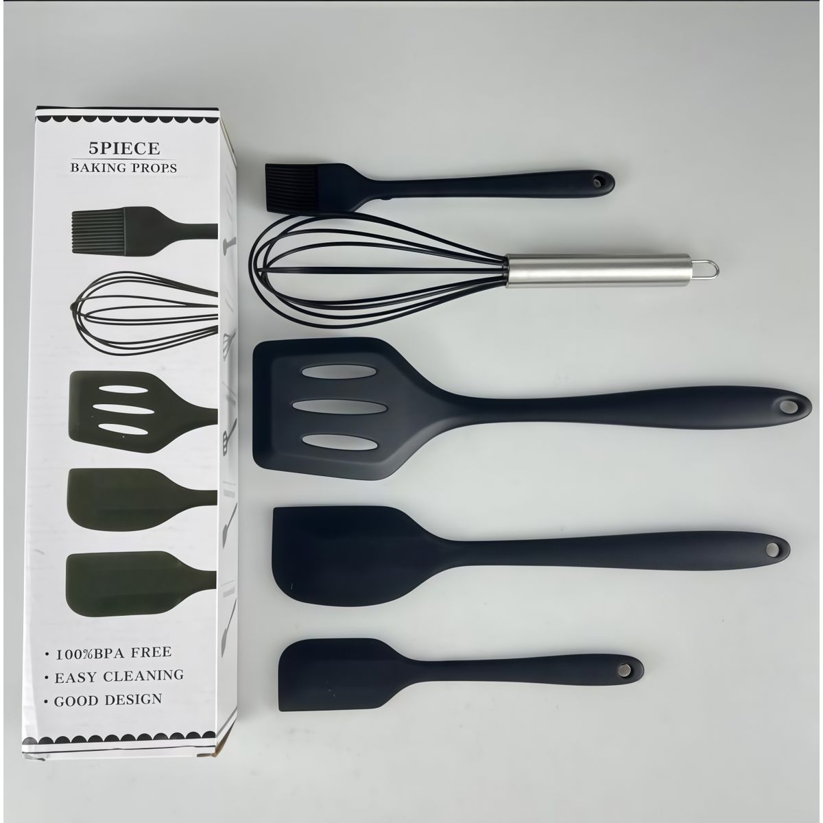 GENERICO - Juego de Utensilios De Cocina De Acero Inoxidable De Silicona 5pcs