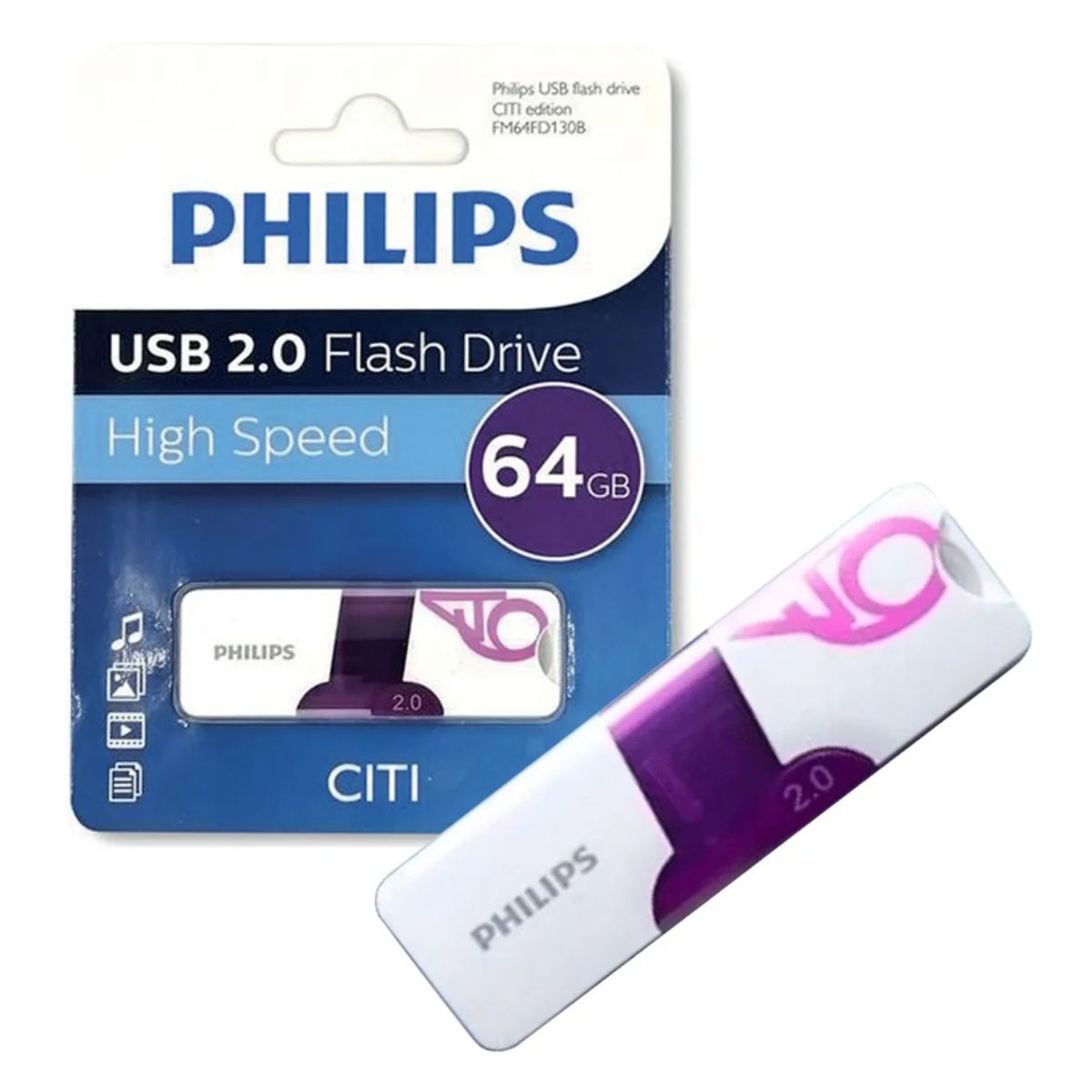 PHILIPS - Pendrive 64gb Philips Citi - Ps Color Blanco