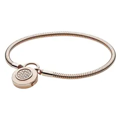 GENERICO - Pulsera Bañada en Oro Rosa con Broche de Candado y Cierre de Seguridad