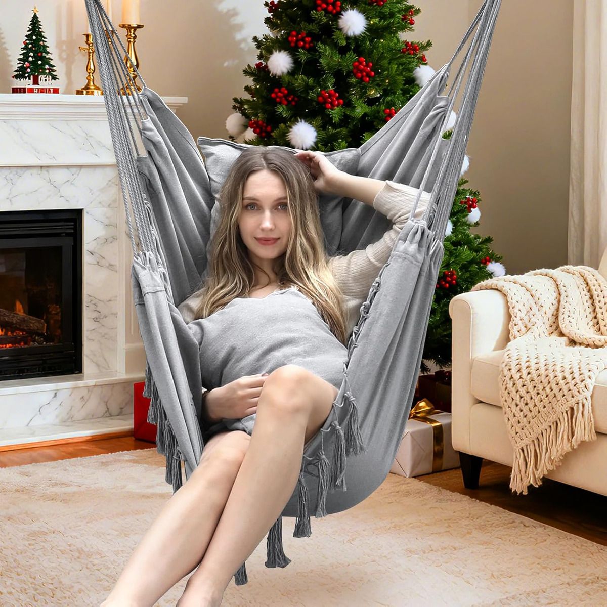 EVERSO - Silla Hamaca Colgante Para Exteriores Columpio + Cojines