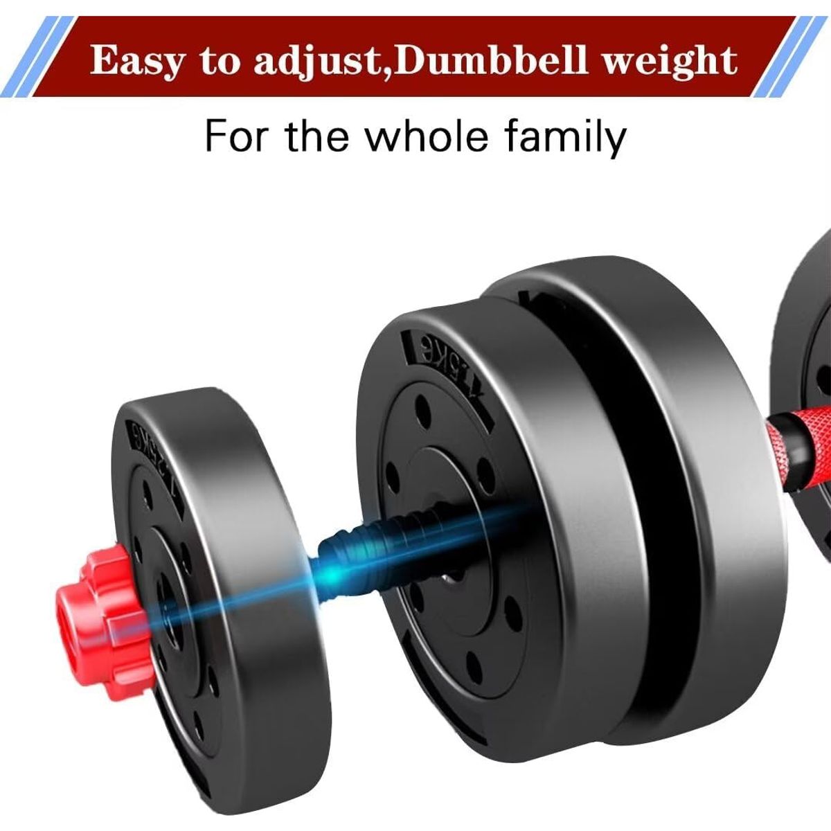 EVERSO - Set Mancuernas Y Barra Unibles 10kg Fitness Pesas Ajustables