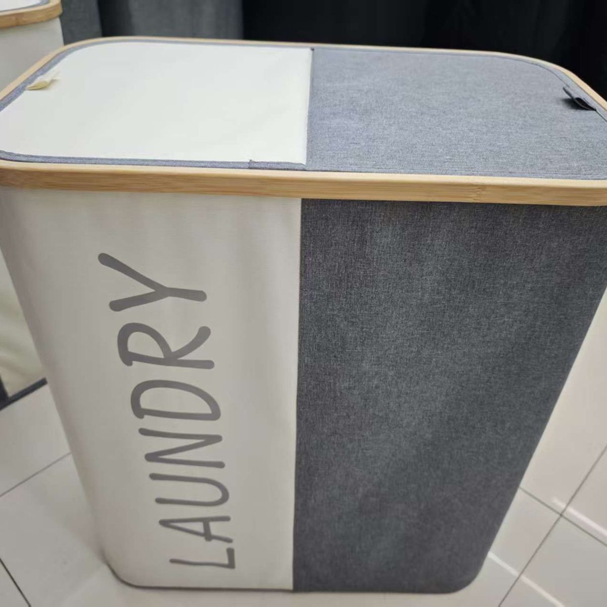 EVERSO - Cesto Canasto Grande Ropa Sucia 2 Compartimientos Con Tapa