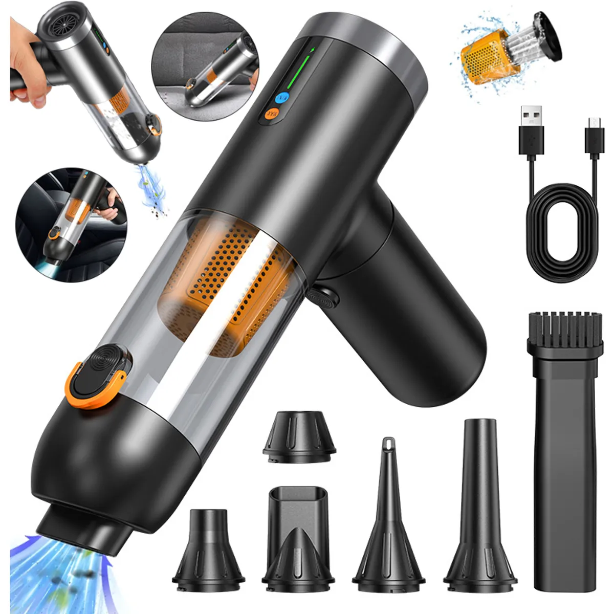 EVERSO - 2 En 1 Aspiradora Sopladora Portátil Pc Auto Inalámbrica Usb