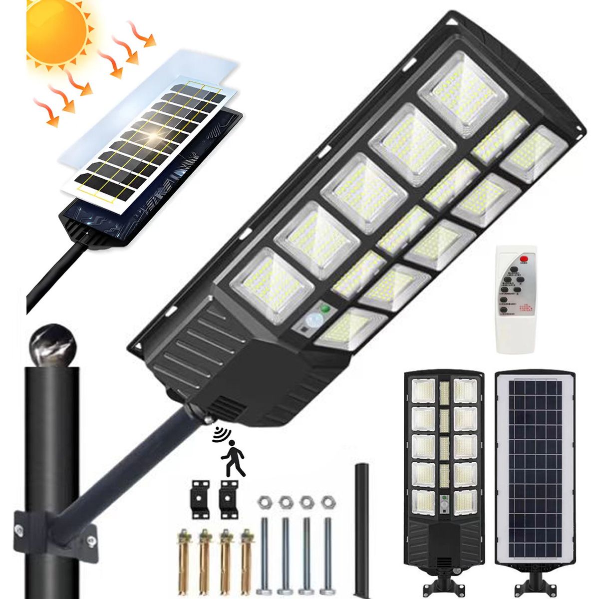 EVERSO - Lámpara Led Solar Exterior Jardín Con Sensor De Movimiento