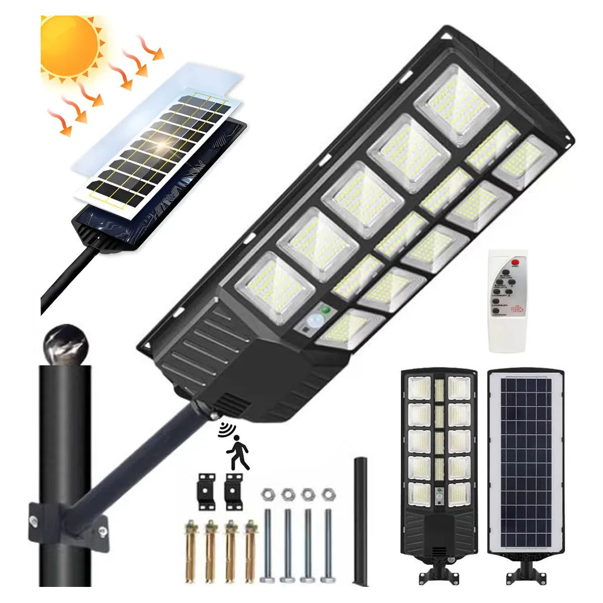 EVERSO - Lámpara Led Solar Exterior Jardín Con Sensor De Movimiento