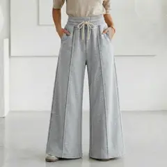 AGW - Pantalón Buzo Algodón Palazzo Elasticados Wide Leg Oversize