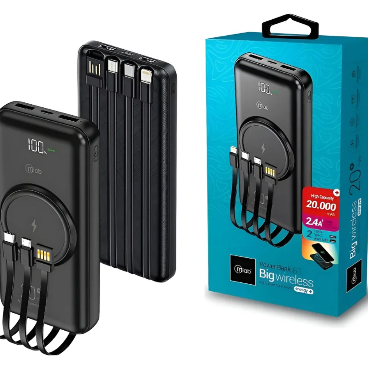 MLAB - Power Bank Inalambrico Bateria Externa 20000mah Mlab