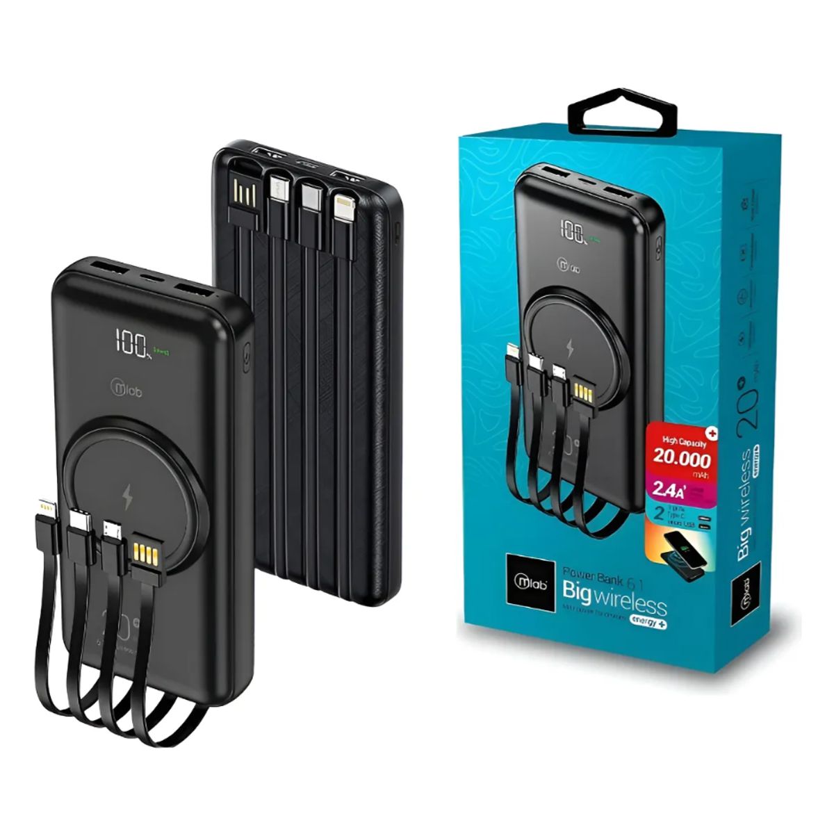 MLAB - Power Bank Inalambrico Bateria Externa 20000mah Mlab
