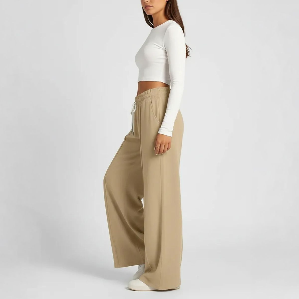 AGW - Pantalón Buzo Algodón Palazzo Elasticados Wide Leg Oversize