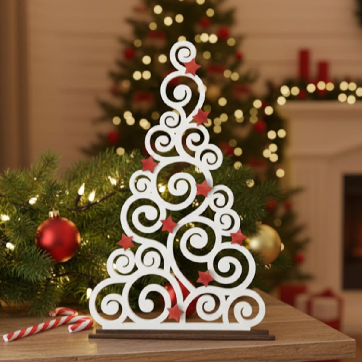 GENERICO - Figura navideña de árbol de navidad moderno