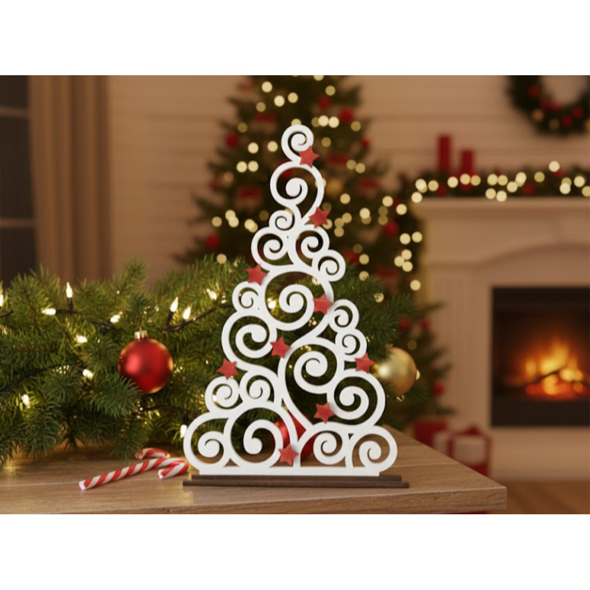 GENERICO - Figura navideña de árbol de navidad moderno