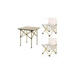 DEWINNER - Mesa Plegable + 2 Sillas Plegables para Camping