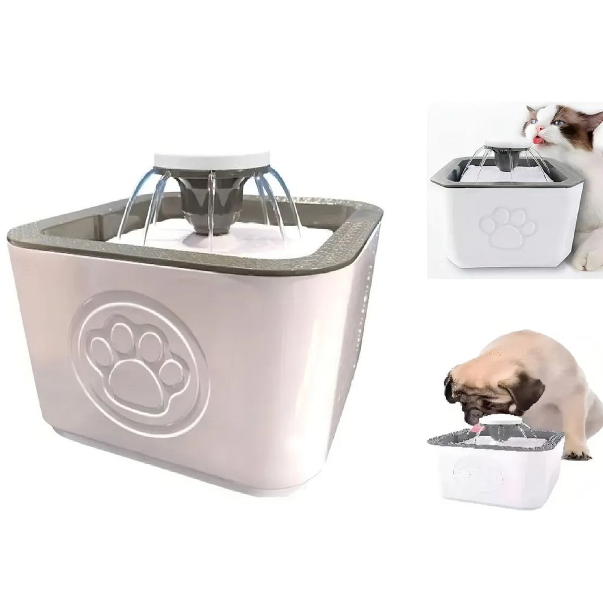 GENERICO - Fuente Dispensador Agua Eléctrico Bebedero Perro Gatos 2 Lts Color Blanco