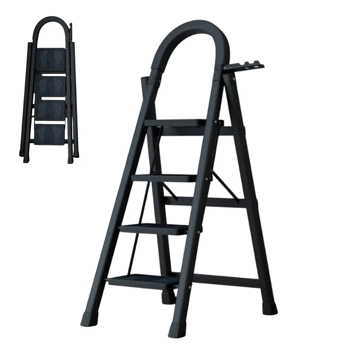 ATURE - Escalera Plegable 4 Escalones Antideslizante Segura