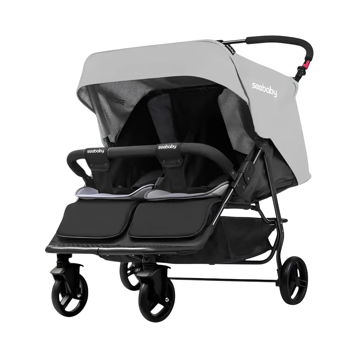 LUBABYCAS - Coche bebé Doble Reclinable 4 años Seebaby Gris Lubabycas