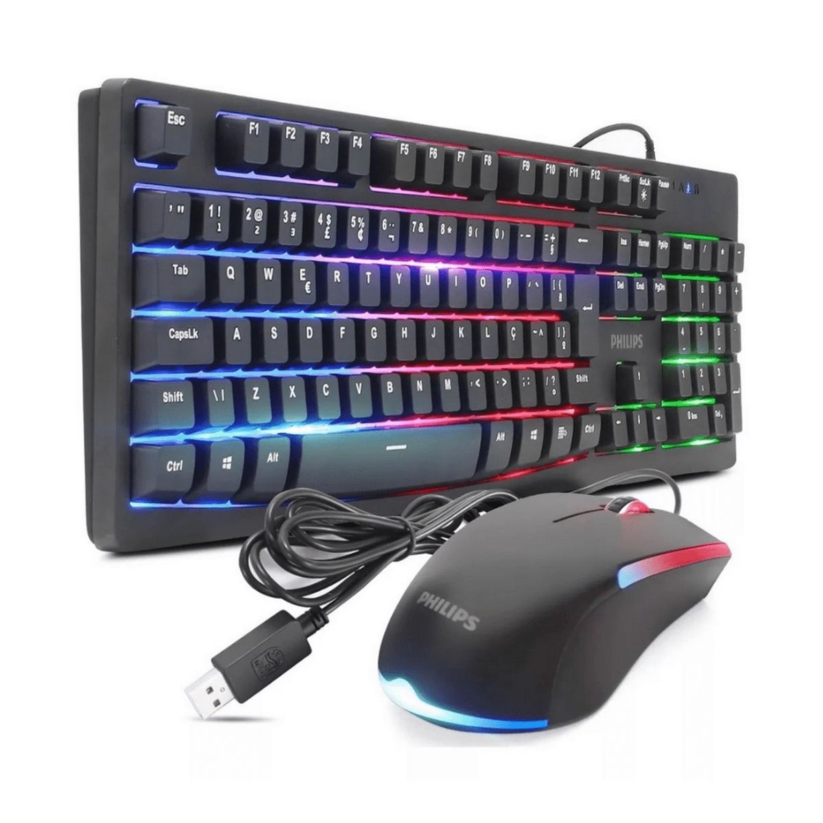 PHILIPS - Combo Teclado Gamer y Mouse RGB Philips