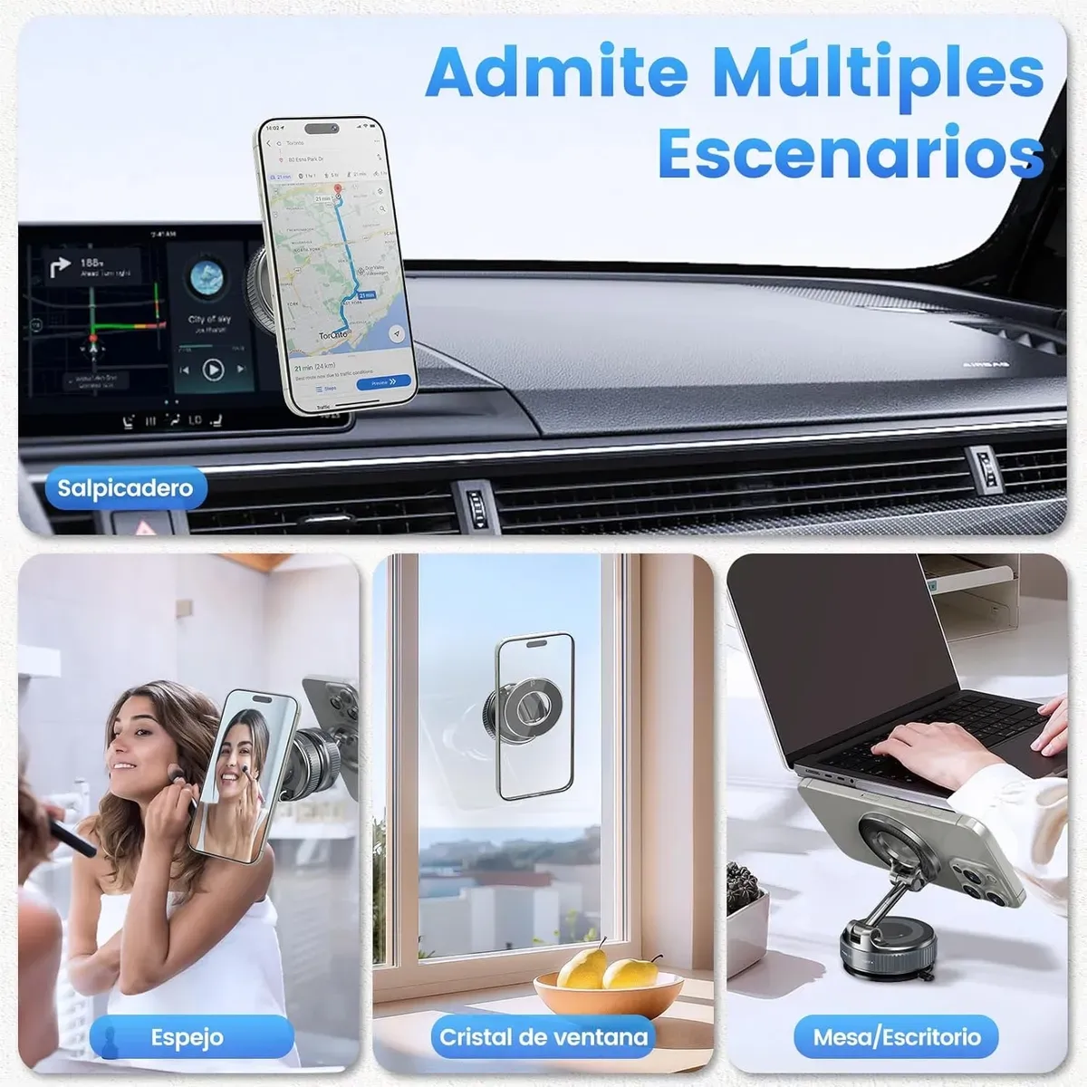 GENERICO - Soporte Magnético Teléfono Celular Iphone Imán Automovil Ventosa