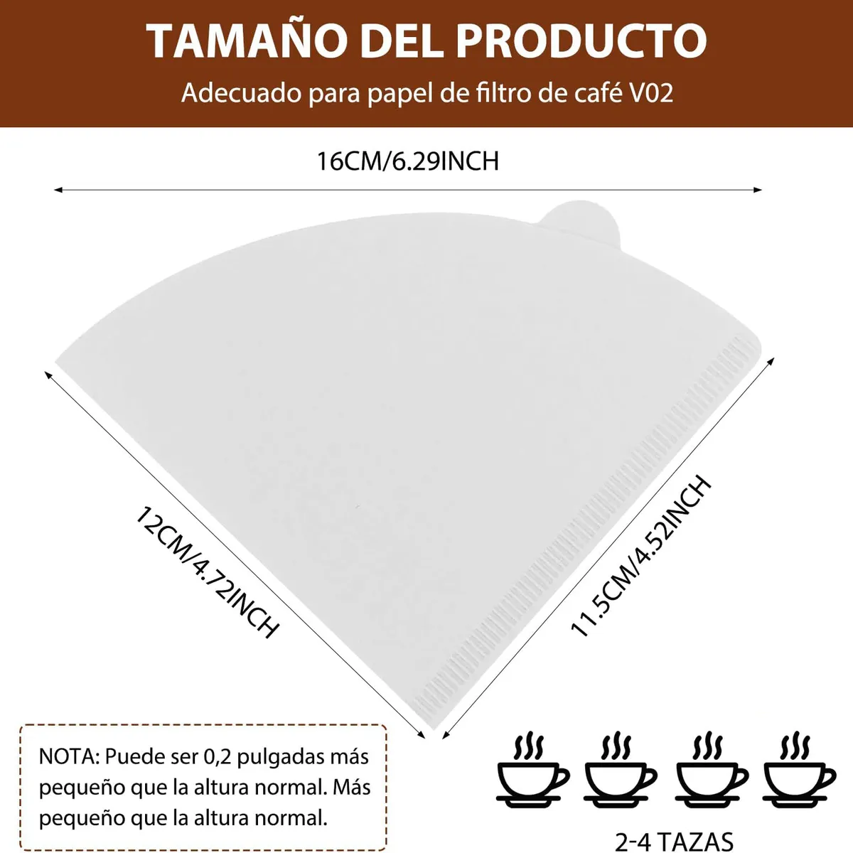 KUANGYE - Filtro Papel Café Cono V02 Generic 100pcs Super Premium