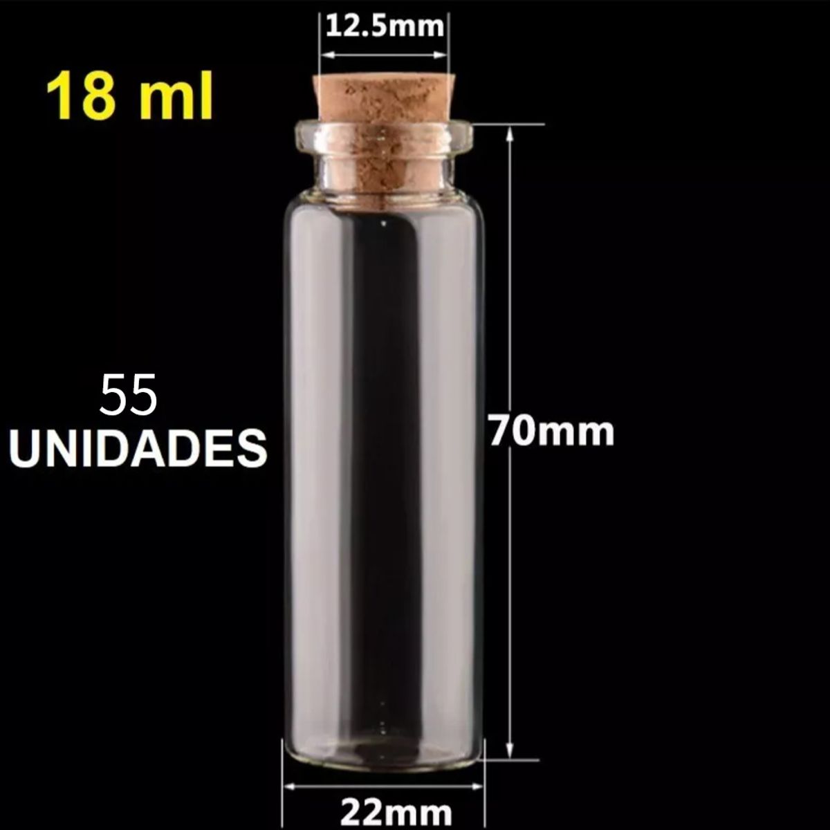 ATURE - Pack 55 De Minibotellas De Vidrio Con Tapón De Corcho