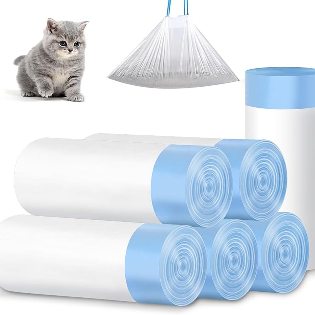 KUANGYE - Pack 150 Bolsas Arenero Automatico Para Gatos Blanco