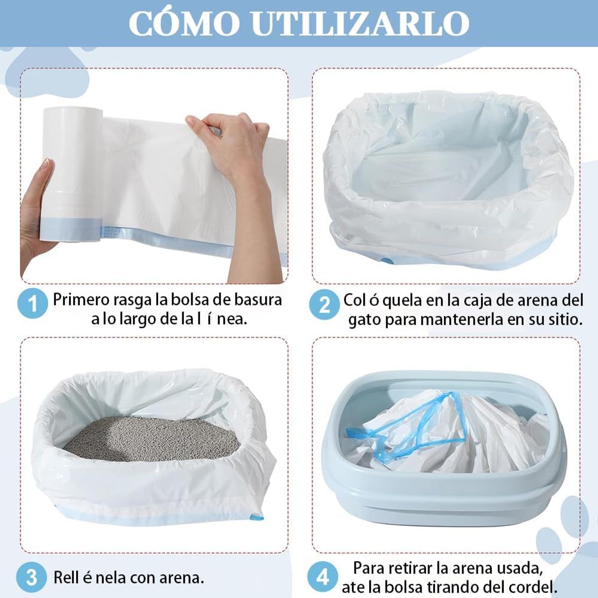 KUANGYE - Pack 150 Bolsas Arenero Automatico Para Gatos Blanco