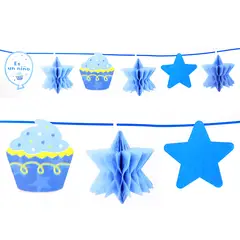 GENERICO - GUIRNALDA BABY SHOWER CUPCAKEESTRELLA CELESTE X1 UNI