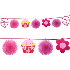 GENERICO - GUIRNALDA BABY SHOWER CUPCAKE FLOR ROSA X1 UNI