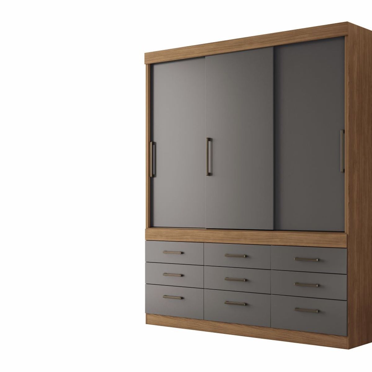 TAHUARI - Closet 3 puertas 9 cajones Click jatoba/grafite