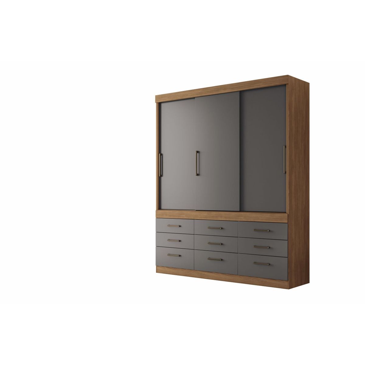 TAHUARI - Closet 3 puertas 9 cajones Click jatoba/grafite