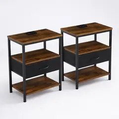 KLIK - Pack de 2 Veladores Estilo Industrial Black Wood