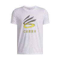 Polera Manga Corta Basketball para Niño Curry logo Blanco