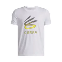 UNDER ARMOUR - Polera Manga Corta Basketball para Niño Curry logo Blanco