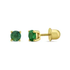 TIANA JOYAS - Aros Circón Solitario 4mm Distintos Colores Mes de Nacimiento de Plata 925 con Baño Oro 18k