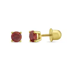 TIANA JOYAS - Aros Circón Solitario 4mm Distintos Colores Mes de Nacimiento de Plata 925 con Baño Oro 18k