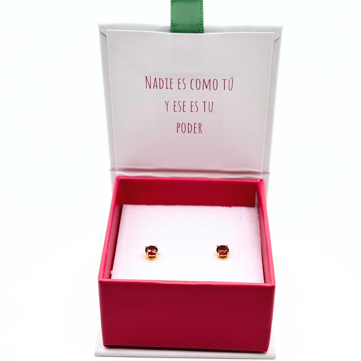 TIANA JOYAS - Aros Circón Solitario 4mm Distintos Colores Mes de Nacimiento de Plata 925 con Baño Oro 18k