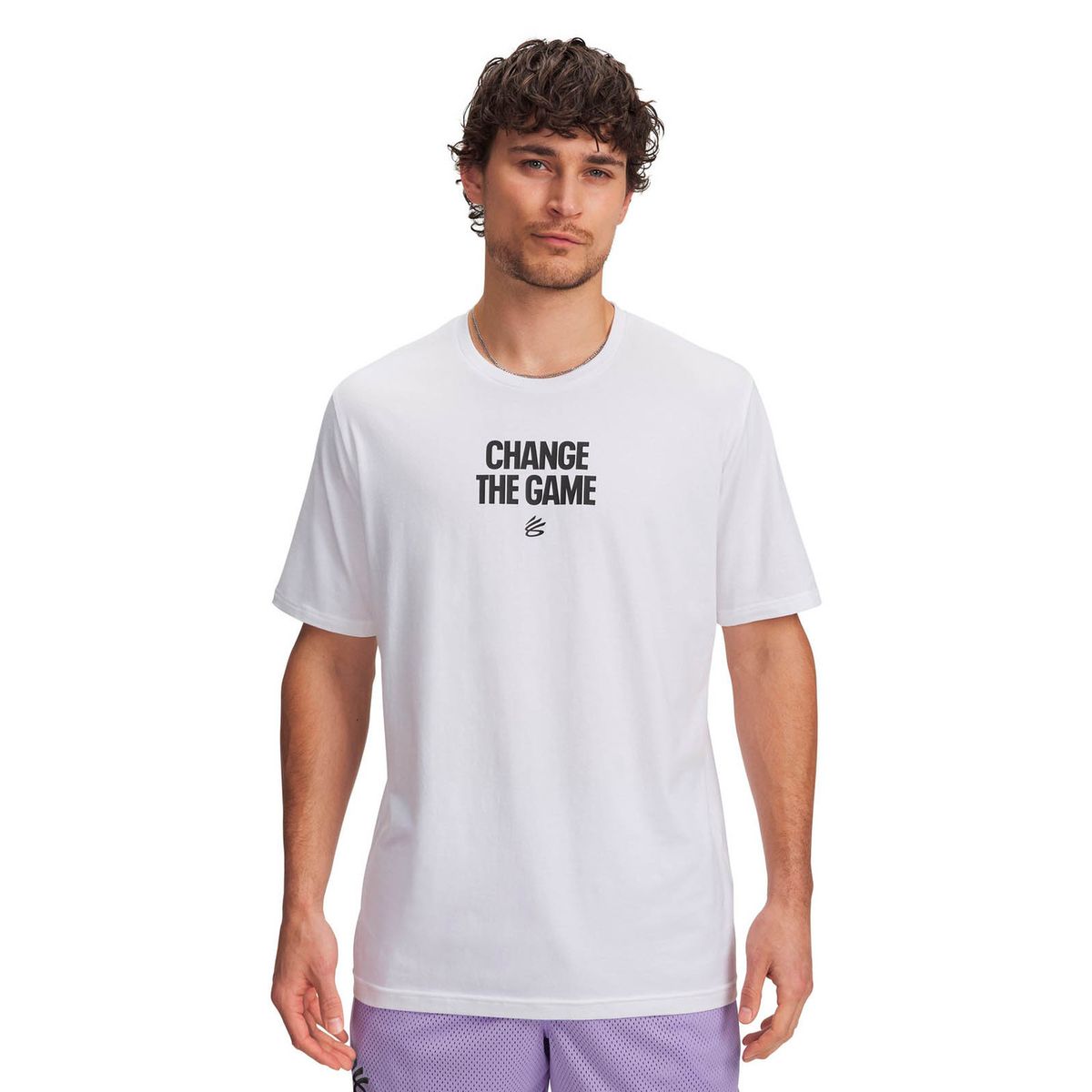 UNDER ARMOUR - Polera Manga Corta Basketball Hombre Curry playable 1 Blanco UNDER ARMOUR