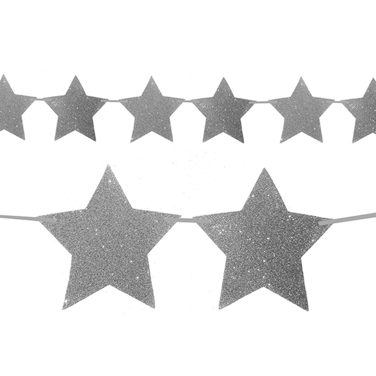 GENERICO - GUIRNALDA ESTRELLA PLATA 15 PCS X1 UNI