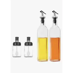 OKAY - Set De 4 Dispensadores De Condimentos Y Aceitero Vidrio