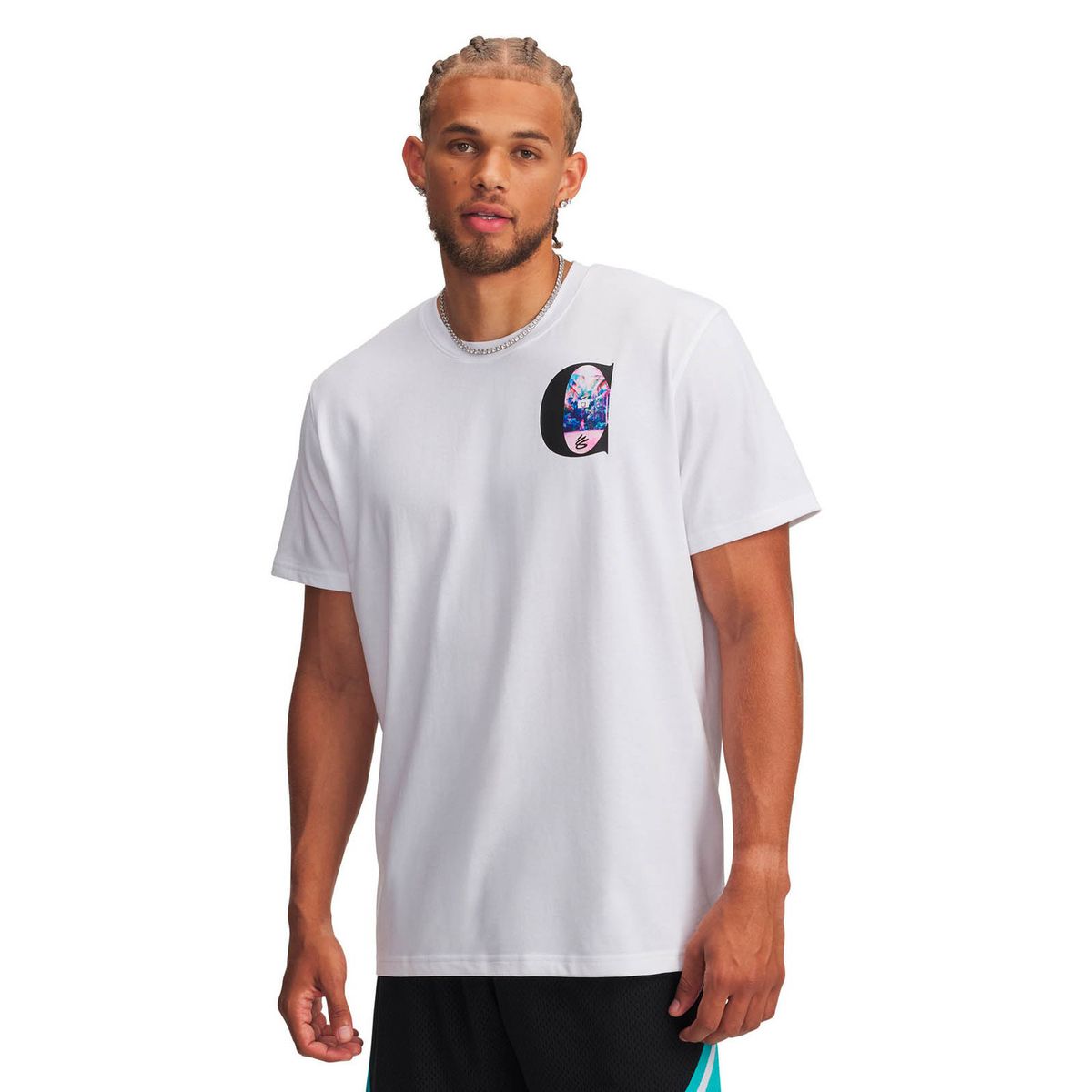 UNDER ARMOUR - Polera Manga Corta Basketball para Hombre Curry Tour Blanco UNDER ARMOUR