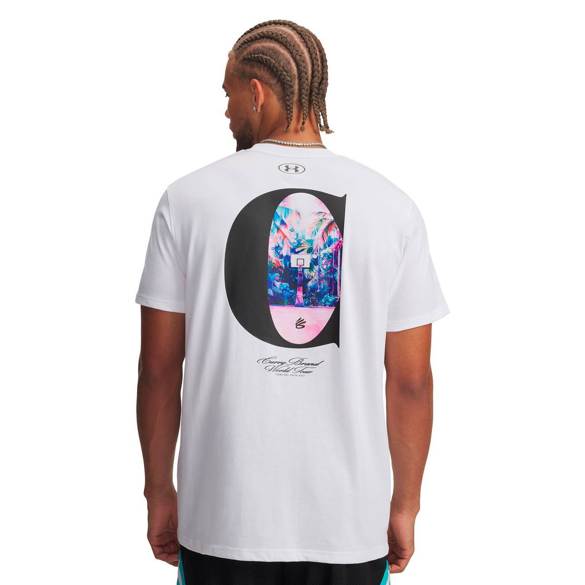 UNDER ARMOUR - Polera Manga Corta Basketball para Hombre Curry Tour Blanco UNDER ARMOUR