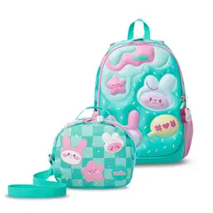 TOTTO - Pack Escolar Mochila Azul Grande + Lonchera Mediana Bunny Pump
