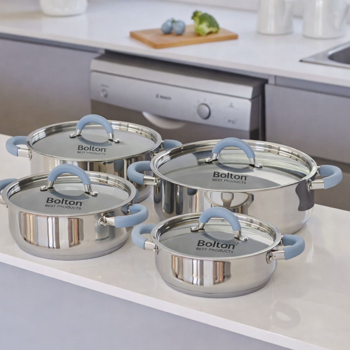 BOLTON - Arrocera Bolton de Acero Inoxidable 5 Litros 26 cm