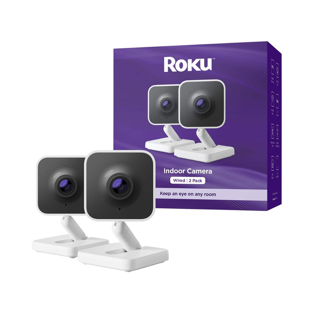 ROKU - Cámara de Seguridad Roku Indoor Camera Wired - Pack de 2 Cámaras