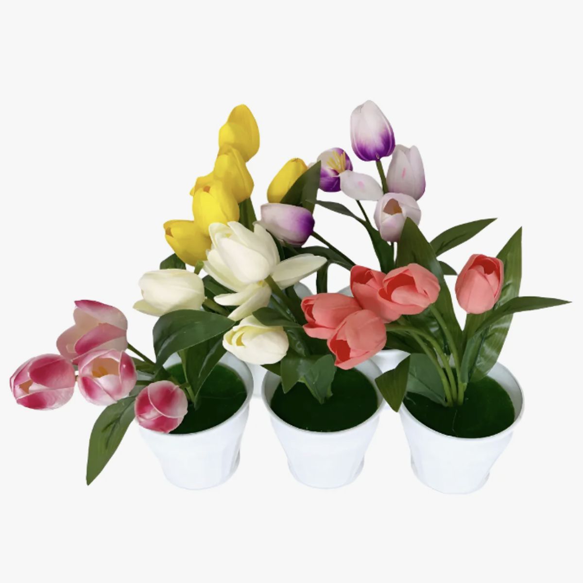 OKAY - 5 Tulipanes Articiales Con Macetas