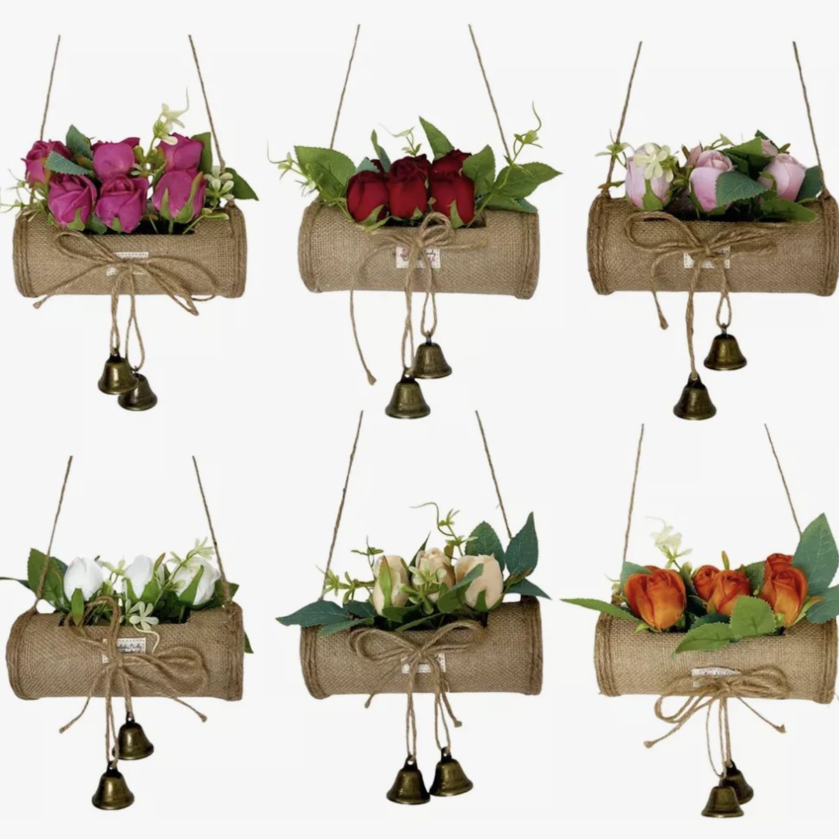 OKAY - 6 Rosas Articiales Con Estante Y Campana Decoración Hogar